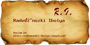 Radvánszki Ibolya névjegykártya