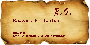 Radvánszki Ibolya névjegykártya
